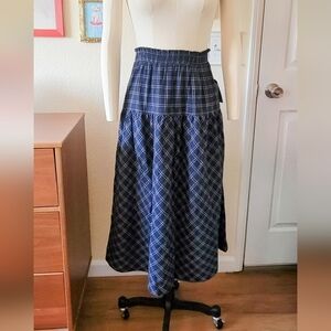 NWT Melrose and Market Plaid Smocked Cotton skirt